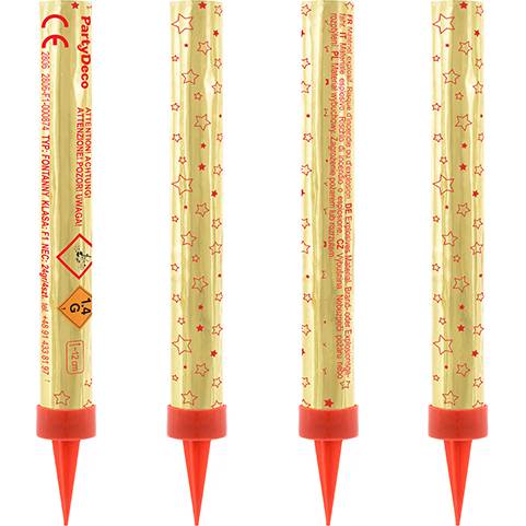 Tortová fontána zlatá 4ks, 12 cm
