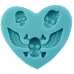 Silikónová formička srdiečko a lebky 6,5x6 cm