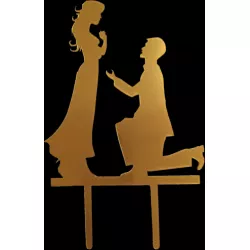 Zápichová dekorácia na tortu, žiadosť o ruku, zlatá