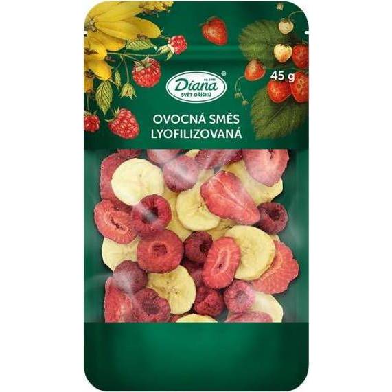 Diana Ovocná zmes sušená mrazom - banán, jahoda, malina (45 g) 6001-2 dortis