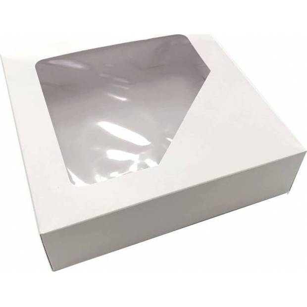 Krabica na tortu biela s okienkom (22 x 22 x 6 cm) RN001 dortis