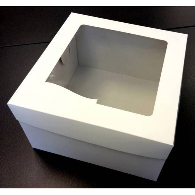 Dortová krabice bílá čtvercová s okénkem (31,7 x 31,7 x 19,5 cm) WR2 dortis