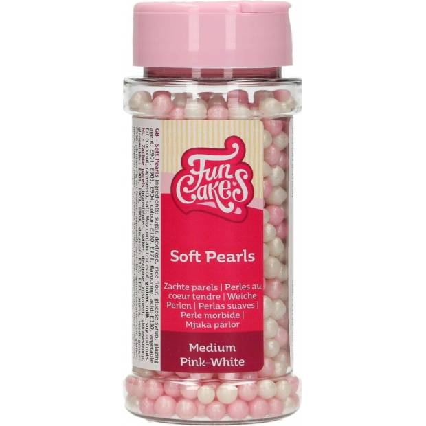 Cukrové dekorácie bielo-ružové perly 60g