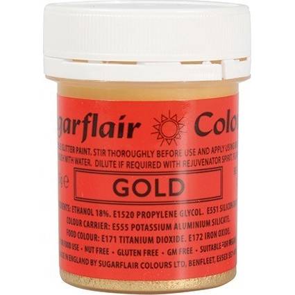 Sugarflair tekutá trblietavá farba (35 g) Gold T406 dortis