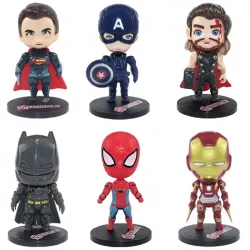 Figúrky Marvel a DC Comics Superhrdinovia 6 ks - Superman, Captain America, Thor, Iron Man, Spider-Man a Batman