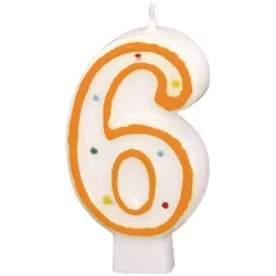 Narozeninová sviečka 7,3 cm s bodkami číslo 6 POZOR mix farieb