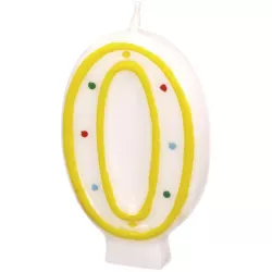 Narozeninová sviečka 7,3 cm s bodkami číslo 0 POZOR mix farieb