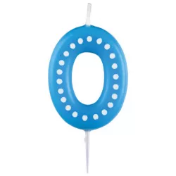 Narodeninová sviečka 6,5 cm s bodkami číslo 0 MIX farieb - modrá, zelená, červená, žltá, oranžová