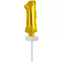Fóliový balónik zlatý mini - zápich do torty číslo 1