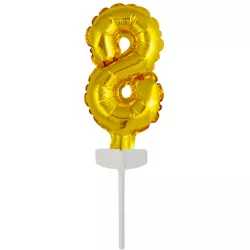 Fóliový balónik zlatý mini - zápich do torty číslo 8