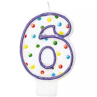 Narozeninová sviečka číslo 6 s tečkami 7,6 cm