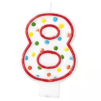 Narodeninová sviečka číslo 8 s bodkami 7,6 cm