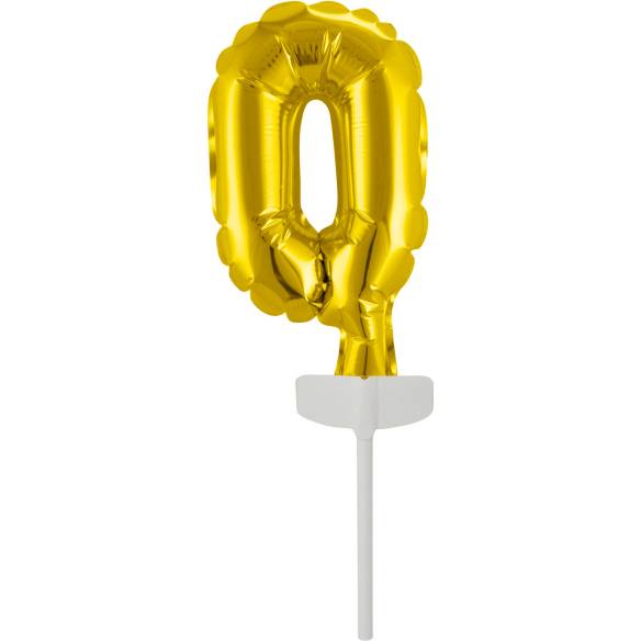 Fóliový balónik zlatý mini - topper na tortu číslo 0