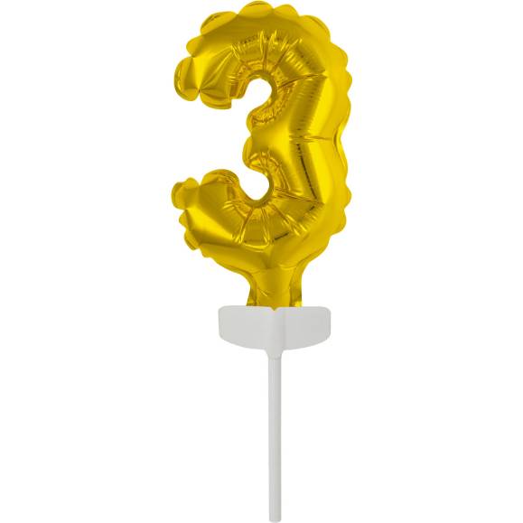 Fóliový balónik zlatý mini - topper na tortu číslo 3