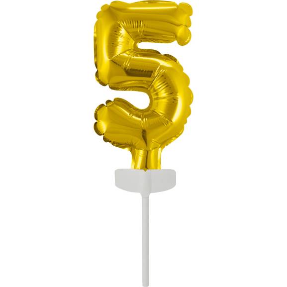 Fóliový balónik zlatý mini - topper na tortu číslo 5