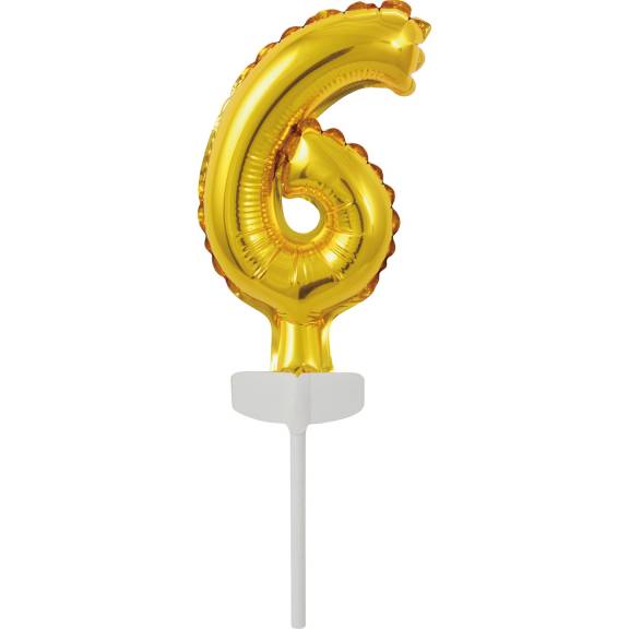 Fóliový balónik zlatý mini - topper na tortu číslo 6