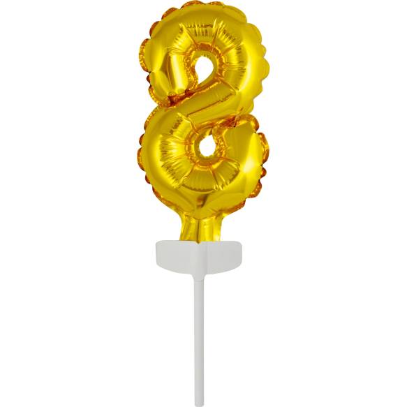 Fóliový balónik zlatý mini - topper na tortu číslo 8