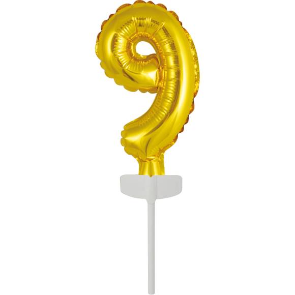 Fóliový balónik zlatý mini - topper na tortu číslo 9