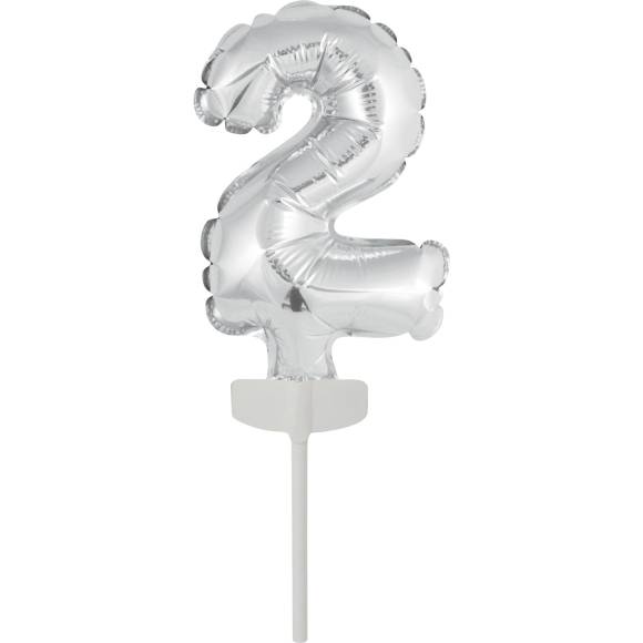 Fóliový balónik strieborný mini - topper na tortu číslo 2