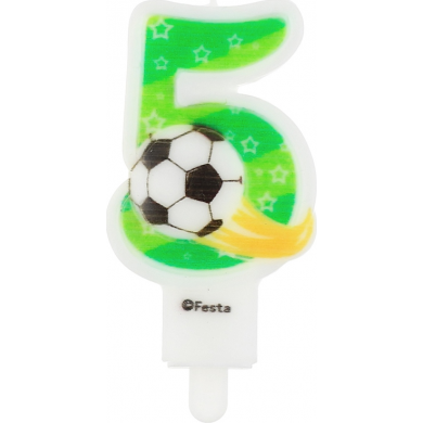 Tortové sviečky číslica 5 futbal 7,8cm