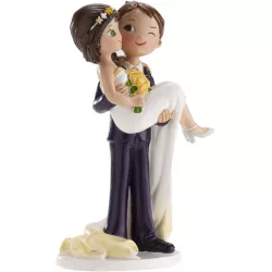 Svadobná figúrka na tortu - ženích nesie nevestu v náručí 16cm