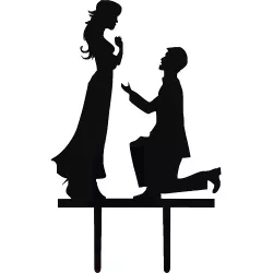 Zápich na tortu svadobný návrh na zásnuby čierny