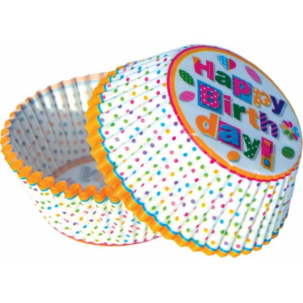 Košíky na muffiny happy birthday polka dots (50 ks)