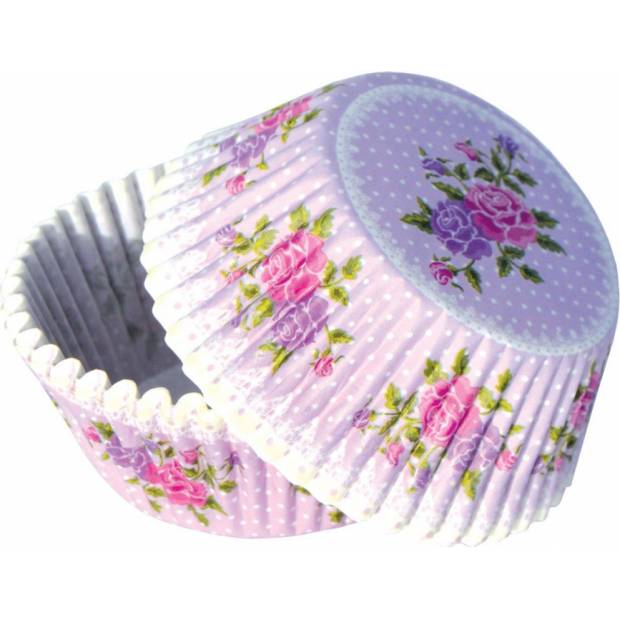 Košíky na muffiny s ružovými rozetami (50 ks)
