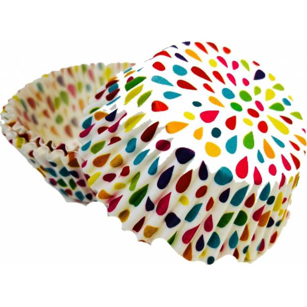 Košíky na muffiny farebné kvapky (50 ks)