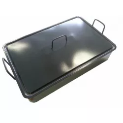 Smaltovaný pekáč s pokrievkou 50 × 30 cm, vnútorná strana modrá
