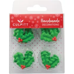 Cukrová dekorácia vianočná cesmína 12 ks