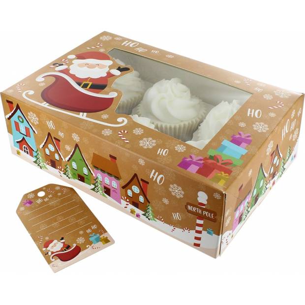Vianočný box na 6/12 muffinov Santa 1ks