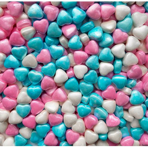 Michelle cukor na zdobenie srdiečok biely, ružový a modrý (50 g)