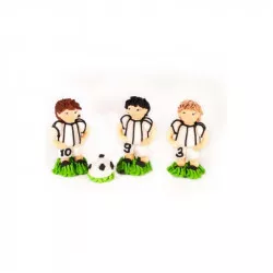 Cukrové figúrky – futbalisti 3 ks + kopačka 3 × 6 cm