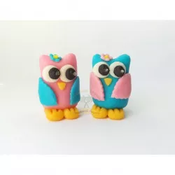 Figúrka na tortu sova ružová 30 g 1 ks z kokosovej hmoty