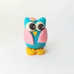 Figúrka na tortu sova modrá 30 g z kokosovej hmoty
