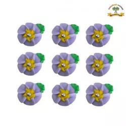 Cukrová dekorácia kvety fialové na platíčku 9 ks