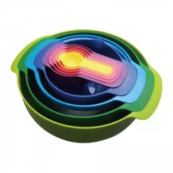 Sada 10 dielov misky, odmerky, sitká DUHA