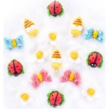 Cukrové figúrky včiel, berušiek a motýľov