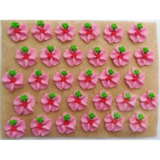 Cukrové kvety ružové na tanieri 30ks