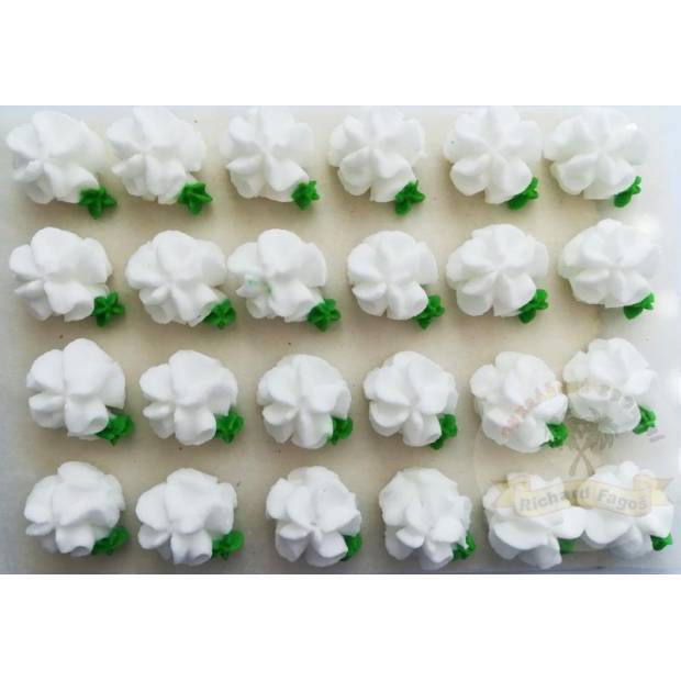 Cukrové kvety biele 24ks