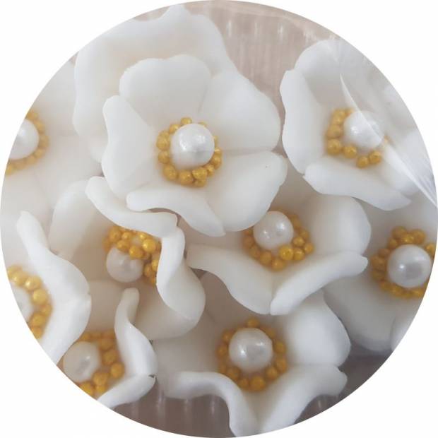 Cukrové kvety biele 10ks