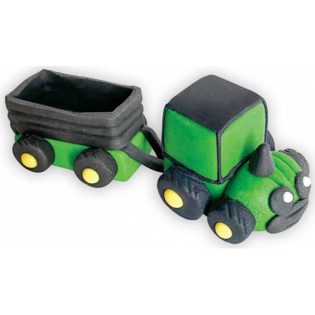 Cukrová figúrka traktora s vozíkom