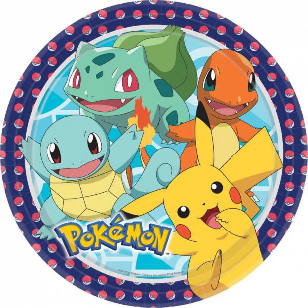 Papierový tanier 8ks Pokemon 23cm, 8ks