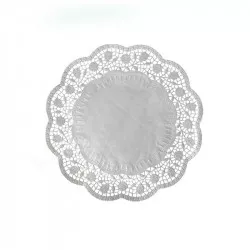 Dekoratívna krajka – okrúhla biela 24 cm 100 ks