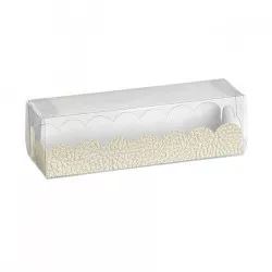 Krabička na makrónky 190x50 mm, vložka papier biela koža 10 ks