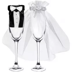 Oblečenie na poháre - dekorácia na rozpoznávanie nápojov - Nevierka, Ženík