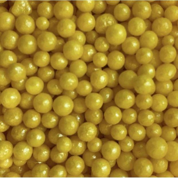 Žlté perličky na zdobenie cukrom 80g