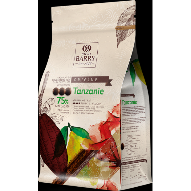 Kakao Barry Origin čokoláda TANZANIE tmavá 75% 1kg