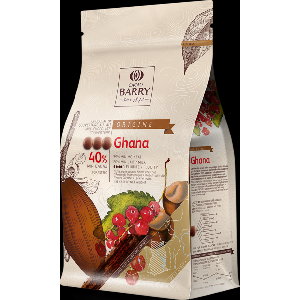 Kakao Barry Origin Ghana mliečna čokoláda 40% 1kg